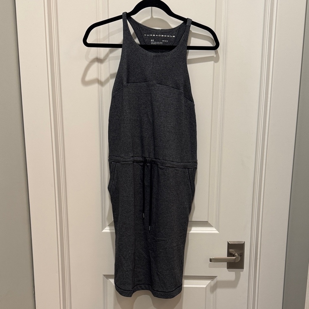 Under Armour Threadborne Shoreline Terry Dress Womens Large Gray Pockets Cinch